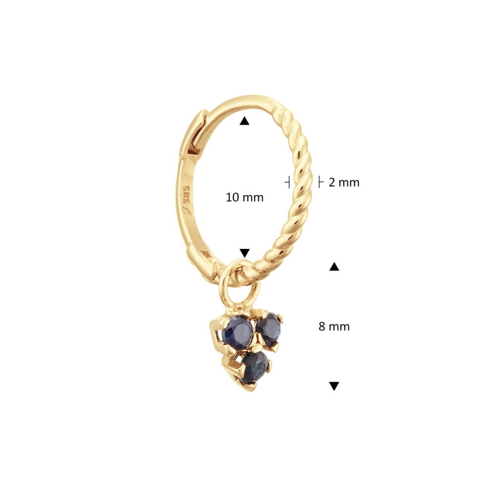 jackie-gold-jks24014-blauwe-oorring-met-saffier-hanger-van-gedraaid-14-karaat-goud-per-stuk