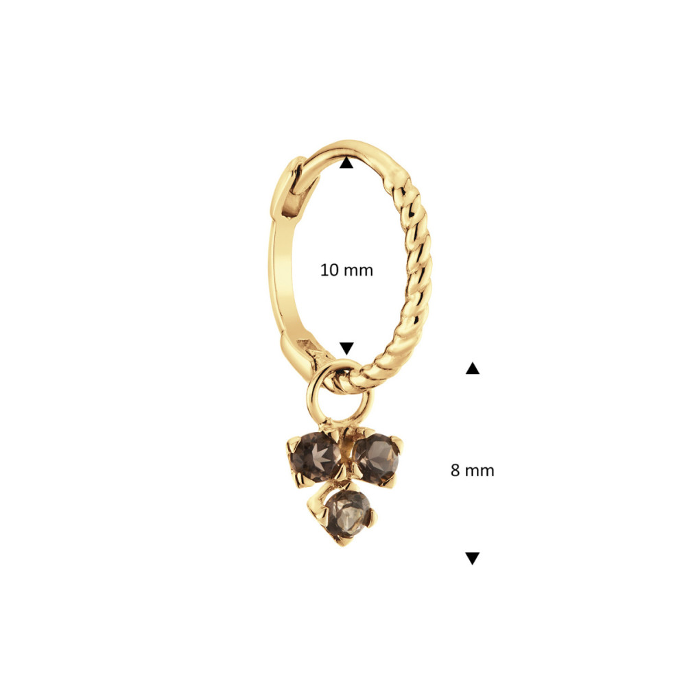 jackie-gold-jks24019-oorring-met-een-twist-van-14-karaat-goud-met-rookkwarts-hanger-per-stuk