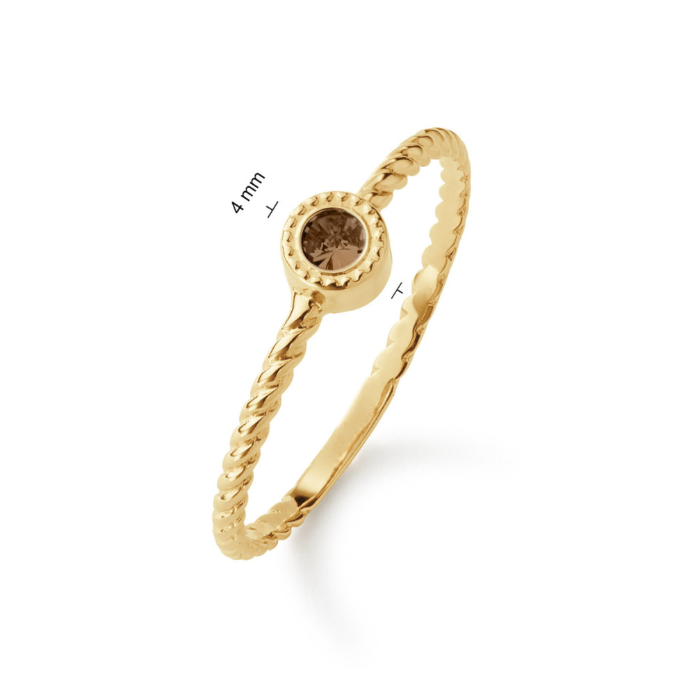 jackie-gold-kirstenbosch-jkr26-613-ring-bruine-rookkwarts-goud-14-karaat-4-mm