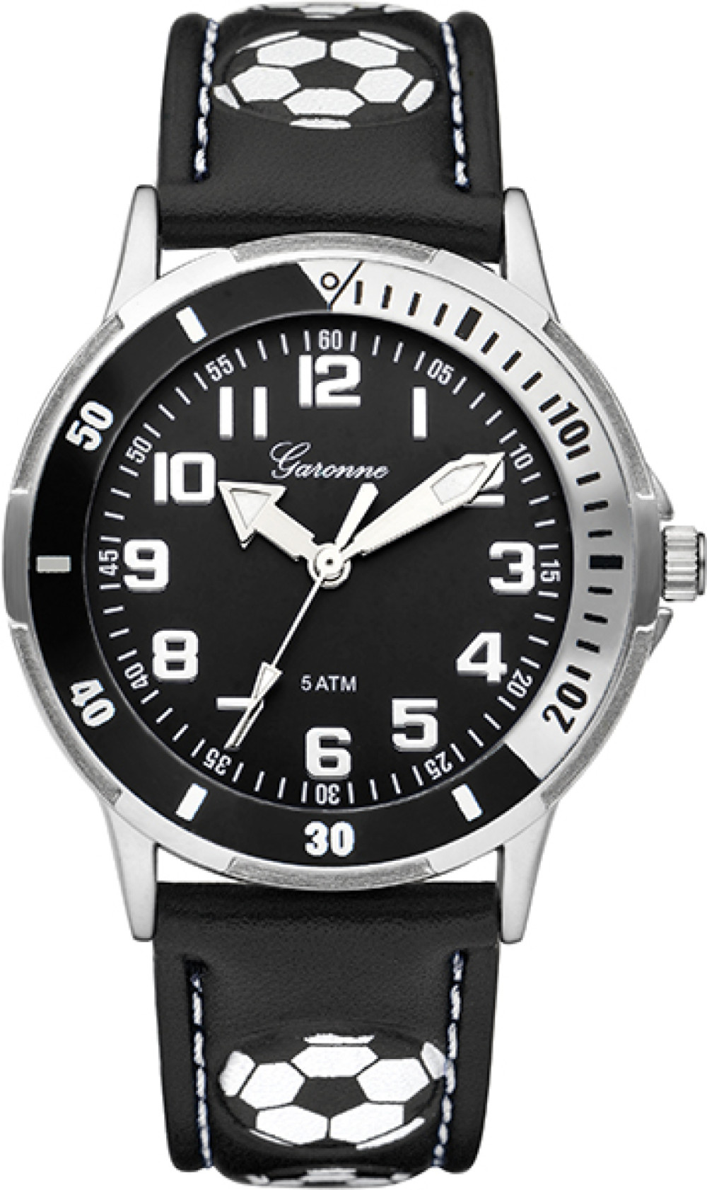 garonne-kids-kq30q465-kinderhorloge-zwarte-voetbal-band-zilverkleurige-kast-34-mm