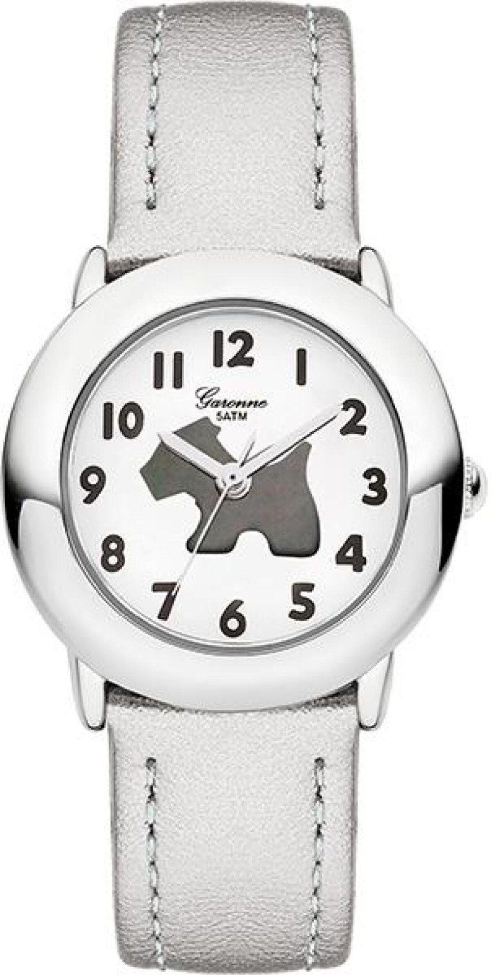 garonne-kids-kv30q457-kinderhorloge-witte-wijzerplaat-grijze-hond-zilverkleurige-band-27-mm