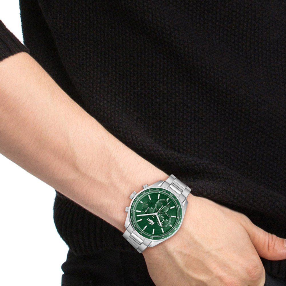 lacoste-boston-lc2011346-herenhorloge-zilverkleurig-staal-groene-wijzerplaat-chronograaf-42-mm