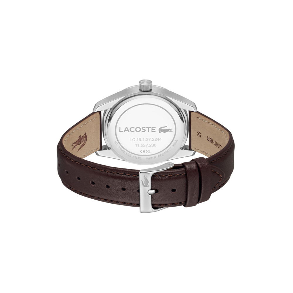 lacoste-boston-lc2011489-herenhorloge-zilverkleurig-staal-blauwe-wijzerplaat-bruin-leer-39-mm