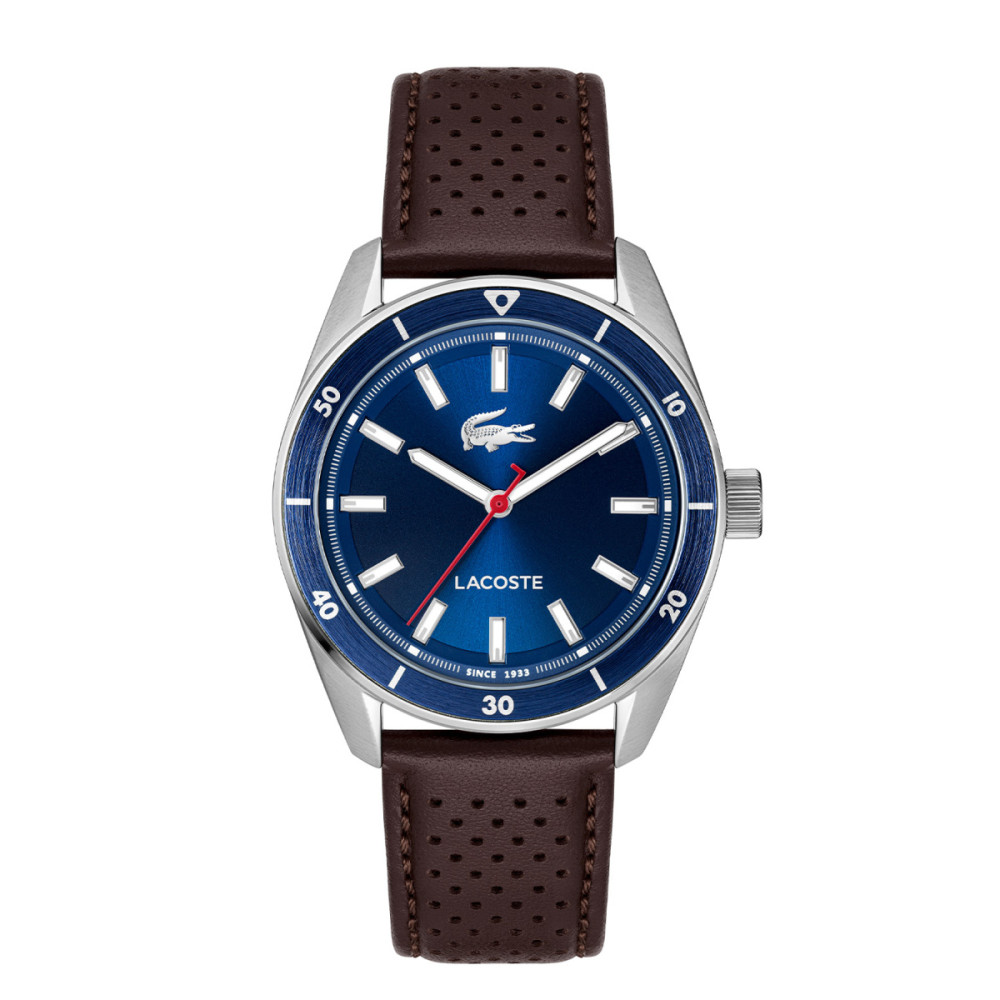 lacoste-boston-lc2011489-herenhorloge-zilverkleurig-staal-blauwe-wijzerplaat-bruin-leer-39-mm