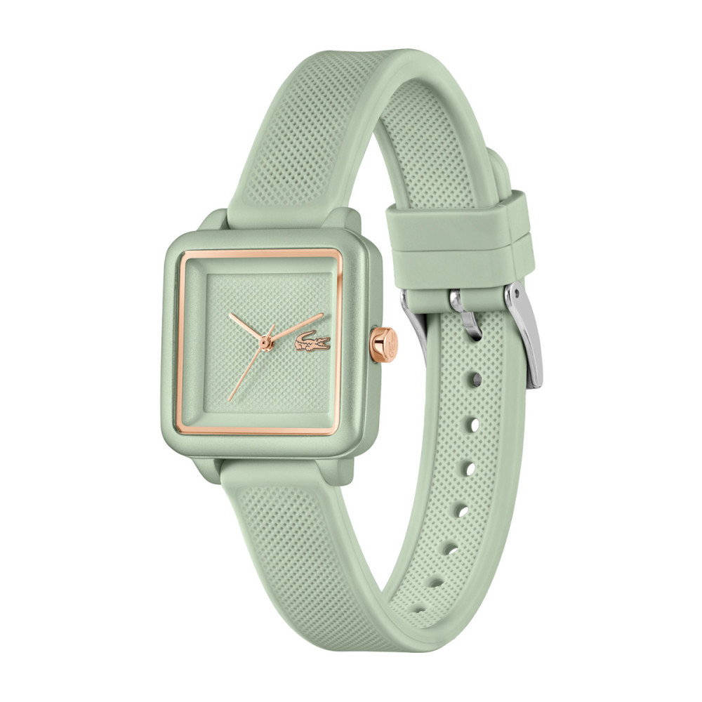 lacoste-flow-lc2001387-dameshorloge-groen-rosekleurig-vierkante-kast-26-mm