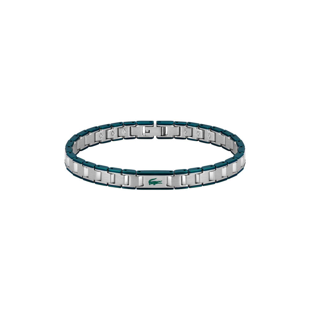 lacoste-metropole-edge-lcj2040590-herenarmband-zilverkleurig-staal-groen-schakels-9-mm-breedte-lengte-19-cm