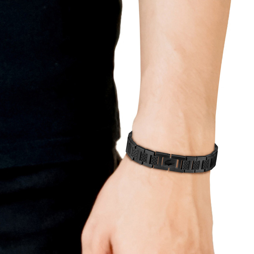 lacoste-metropole-lcj2040119-herenarmband-zwart-staal-matte-schakels-10-mm-breedte-lengte-19-cm
