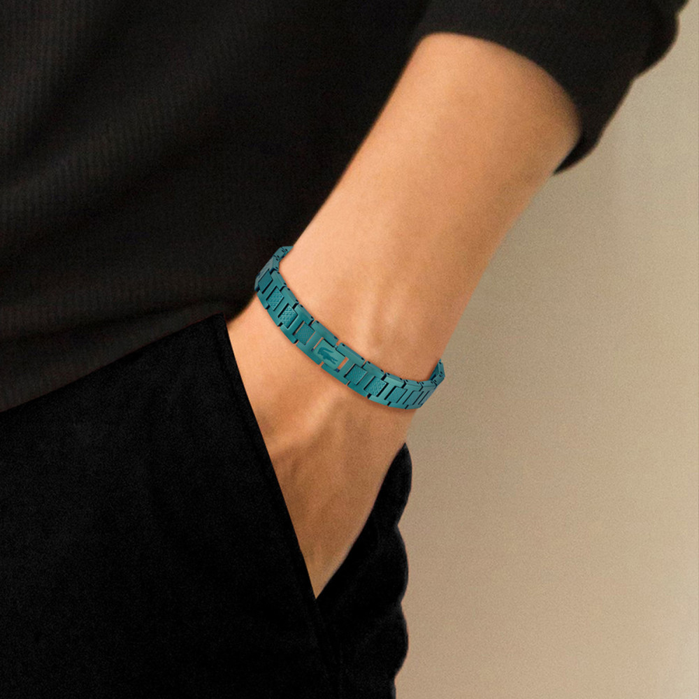 lacoste-metropole-lcj2040420-schakelarmband-heren-groen-staal-glanzend-10-mm-breedte-lengte-19-cm