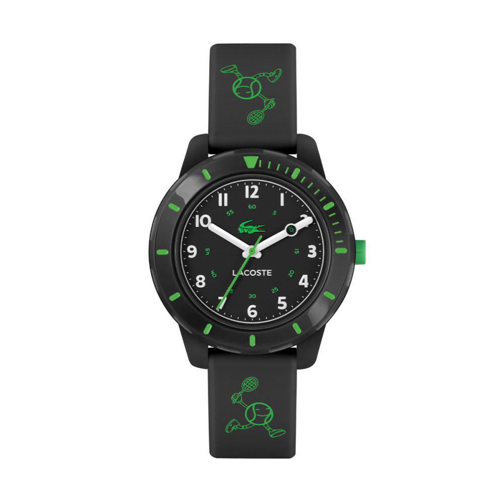 lacoste-mini-tennis-lc2030061-kinderhorloge-zwart-tennis-figuurtje-groen-witte-cijfers-32-mm