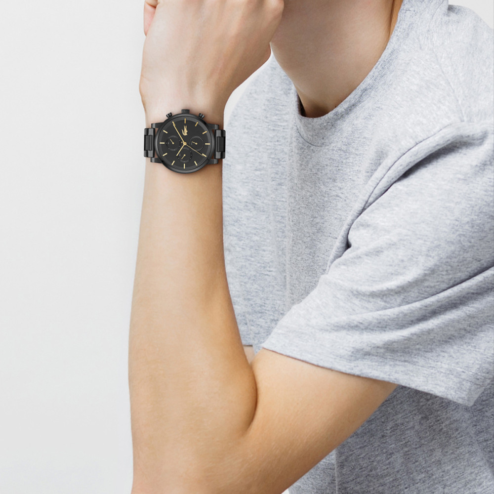 lacoste-replay-lc2011451-herenhorloge-zwart-staal-goudkleurige-wijzers-44-mm