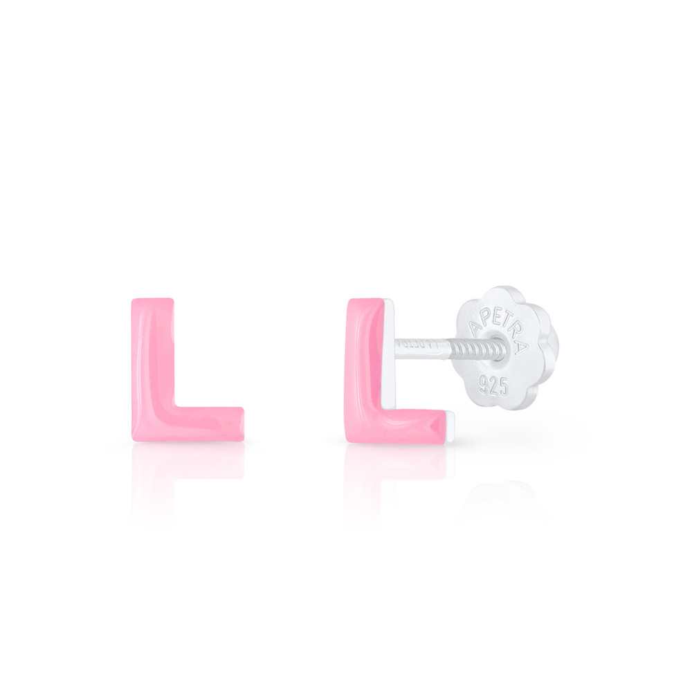 lapetra-lposlr-l-roze-letter-l-kinderoorknopjes-zilver-en-emaille-6-mm-breed-x-6-mm-hoog