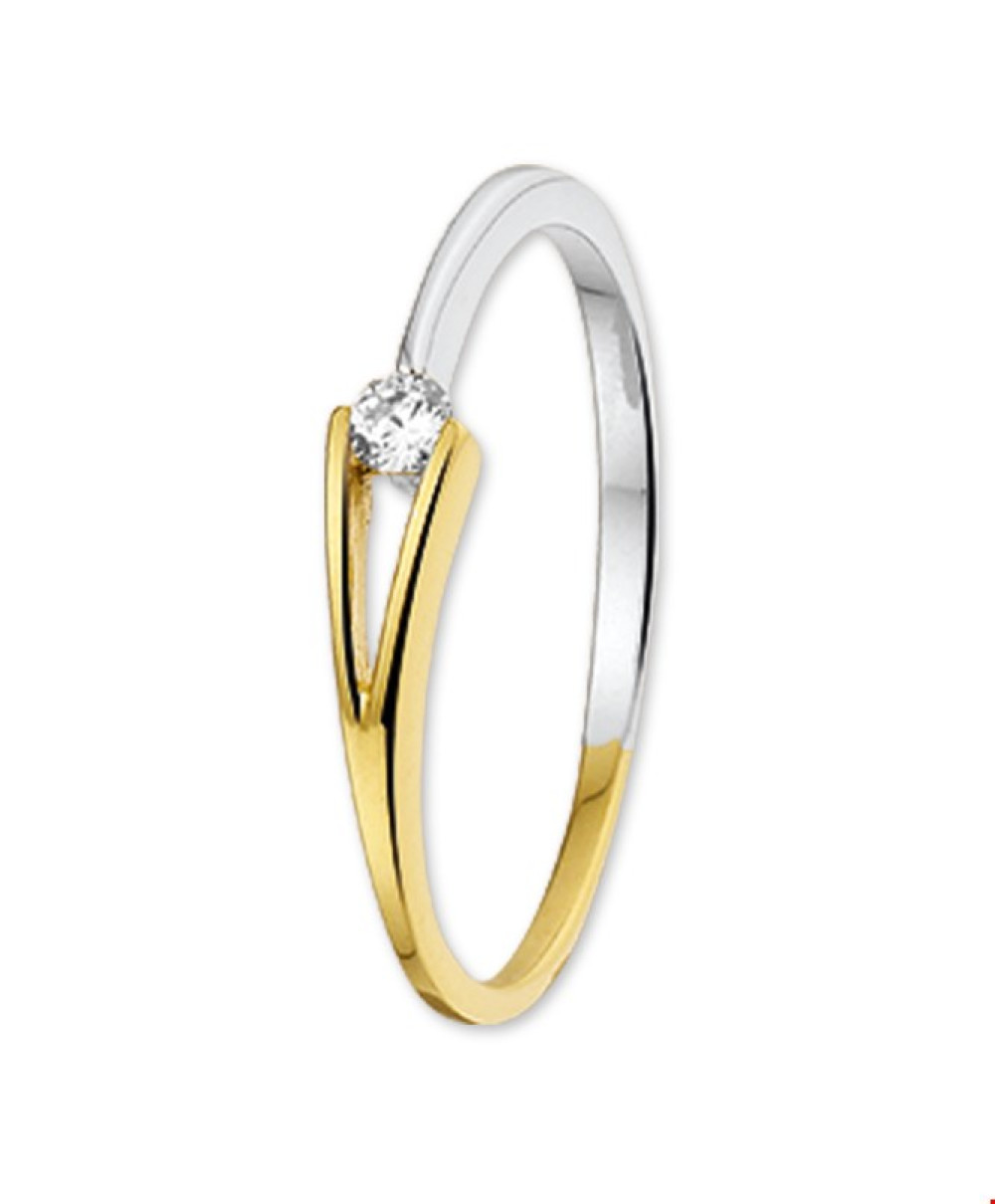 14-karaat-bicolor-solitair-ring-met-diamant-geklemd