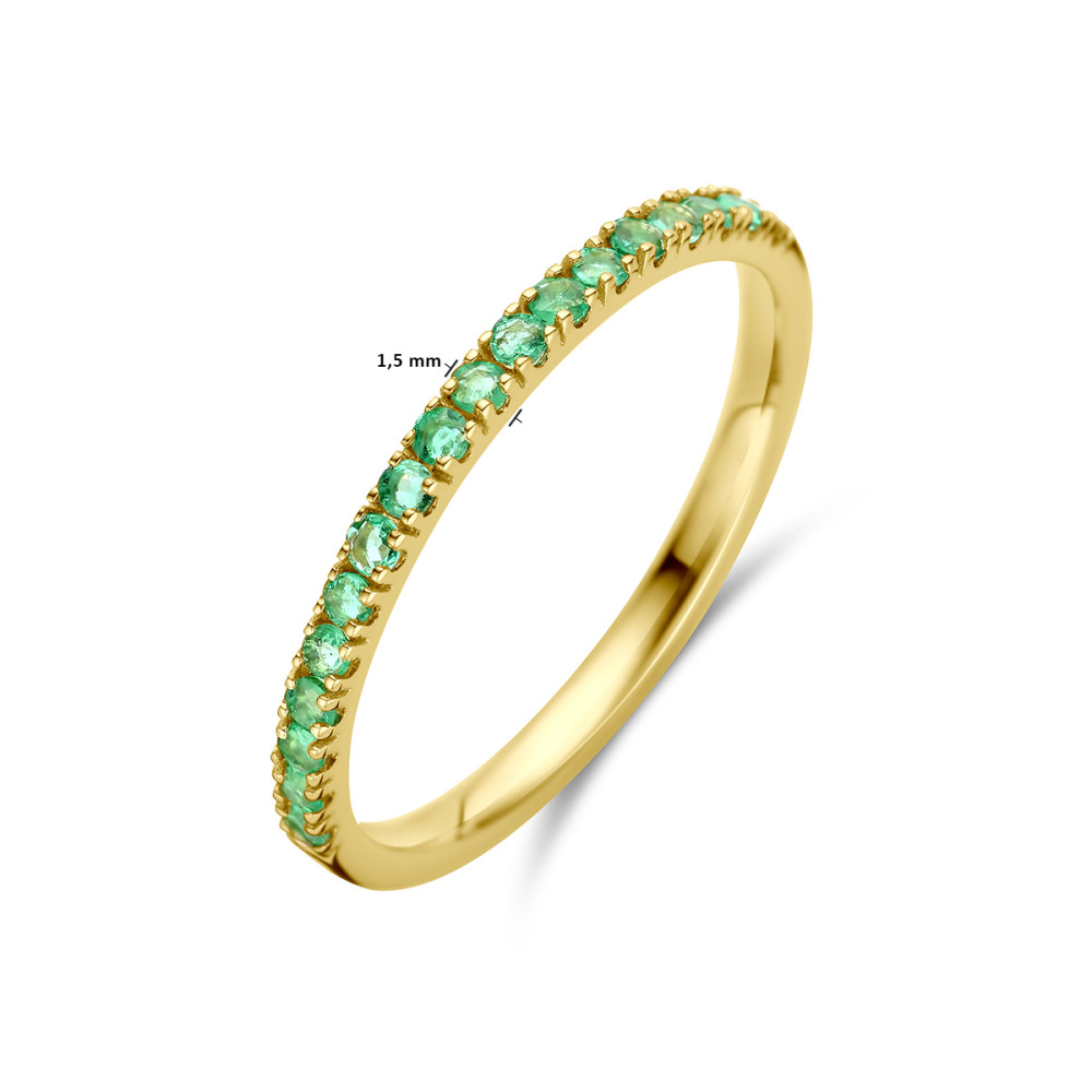 14-karaat-gouden-aanschuifring-met-groene-smaragd-in-pavezetting