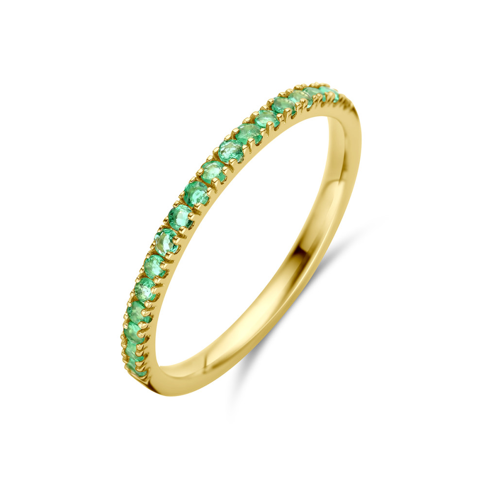 14-karaat-gouden-aanschuifring-met-groene-smaragd-in-pavezetting