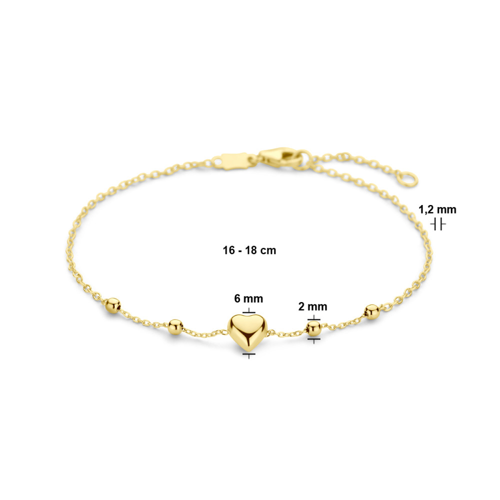 14-karaat-gouden-armband-met-hartjeshanger-en-bolletjespatroon