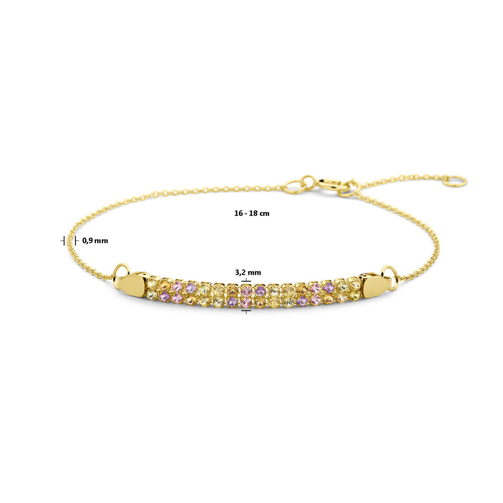 14-karaat-gouden-armband-met-staafhanger-en-amethist-citrien-peridoot-en-saffier