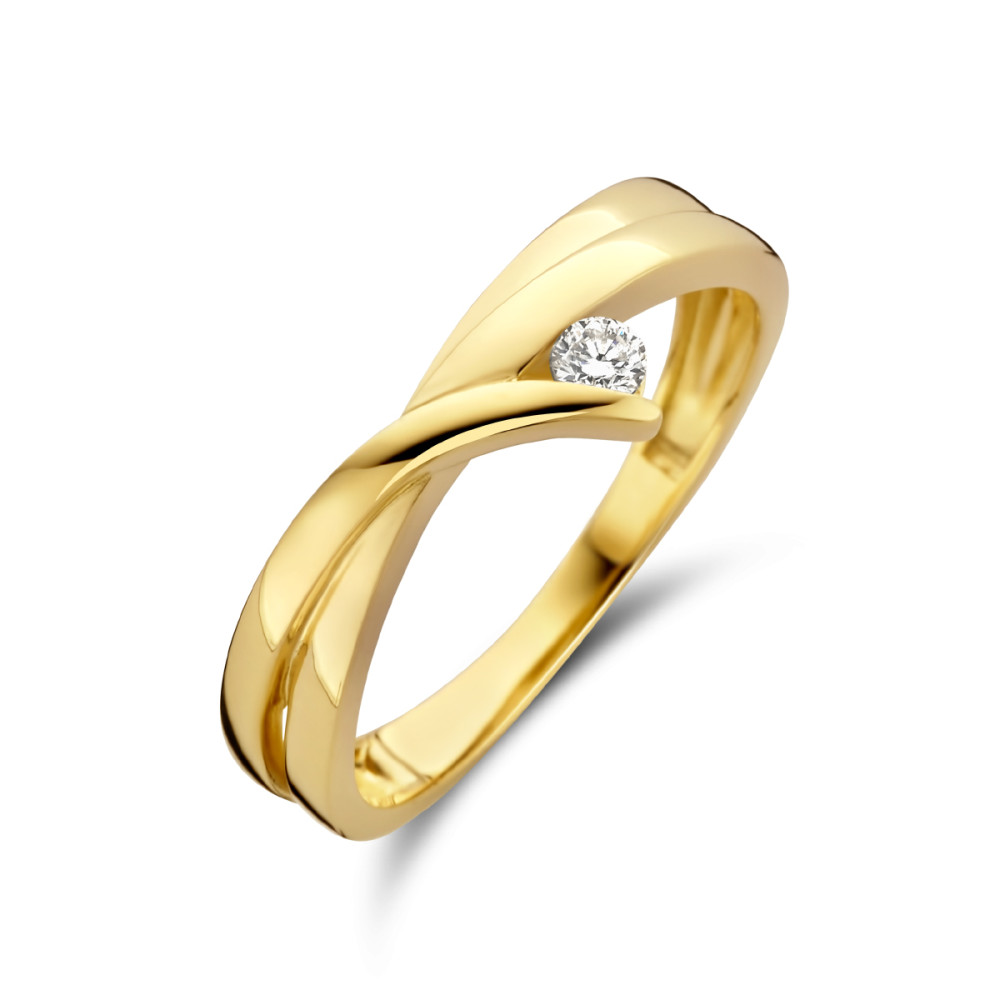 14-karaat-gouden-crossover-solitair-ring-met-diamant