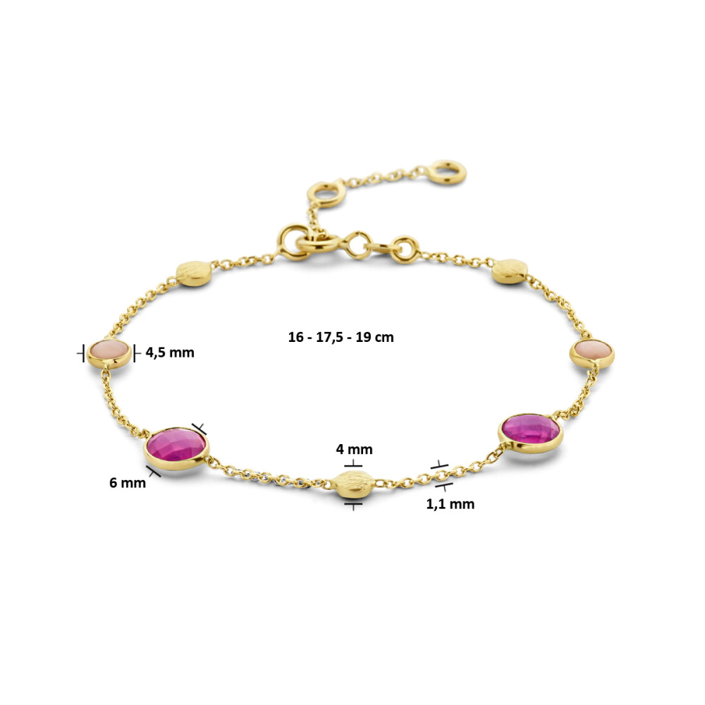 14-karaat-gouden-edelsteen-schakelarmband-met-roze-robijn-en-opaal-lengte-16-cm-17-5-cm-19-cm