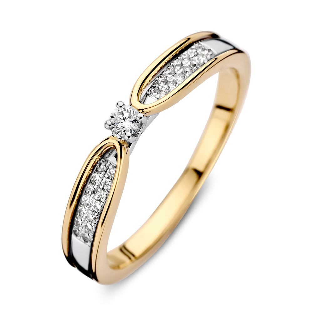 14-karaat-gouden-en-witgouden-ring-met-diamant-en-zijstenen-0-13-crt