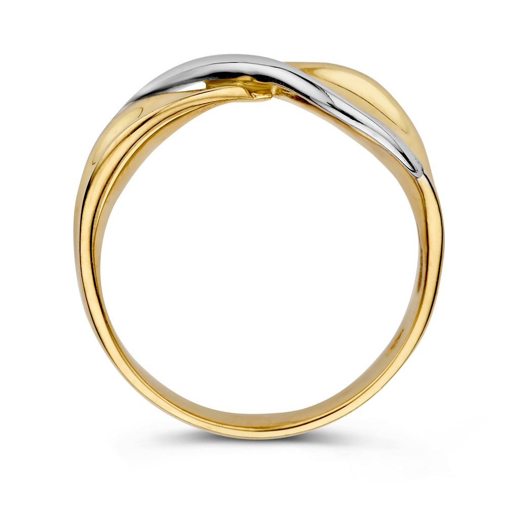 14-karaat-gouden-en-witgouden-ring-van-8-5-mm-breed-met-een-twist