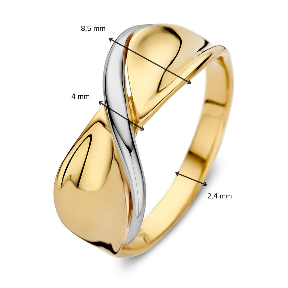 14-karaat-gouden-en-witgouden-ring-van-8-5-mm-breed-met-een-twist