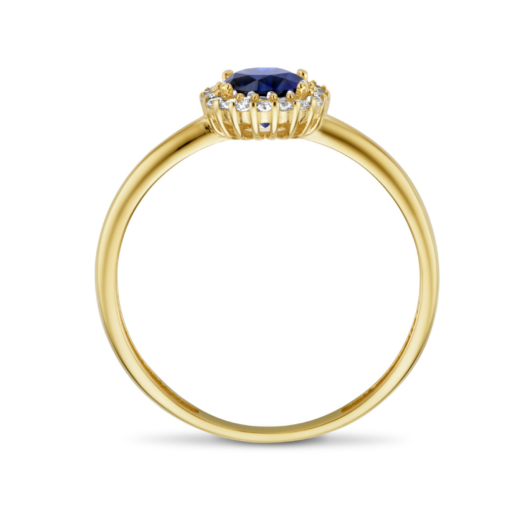 14-karaat-gouden-entourage-ring-met-blauwe-zirkonia