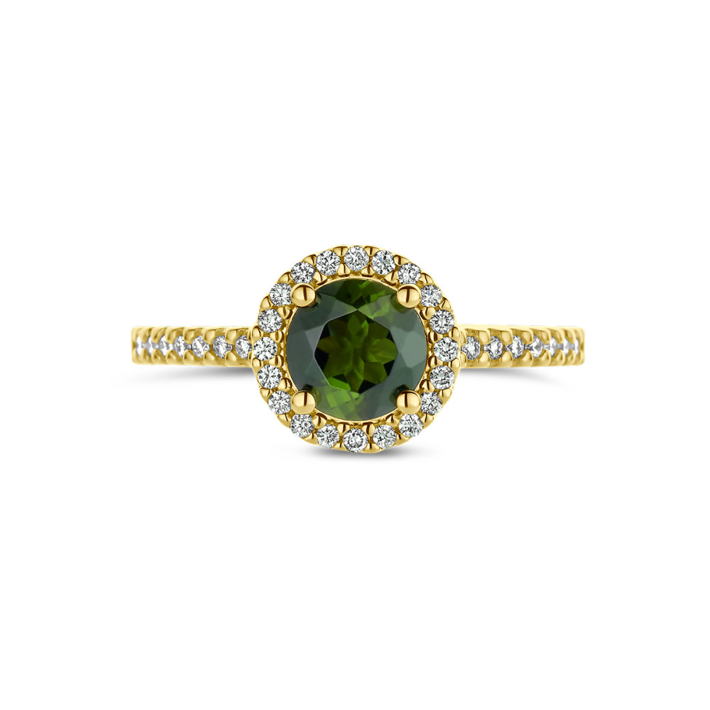 14-karaat-gouden-entourage-ring-met-groene-toermalijn-en-diamanten