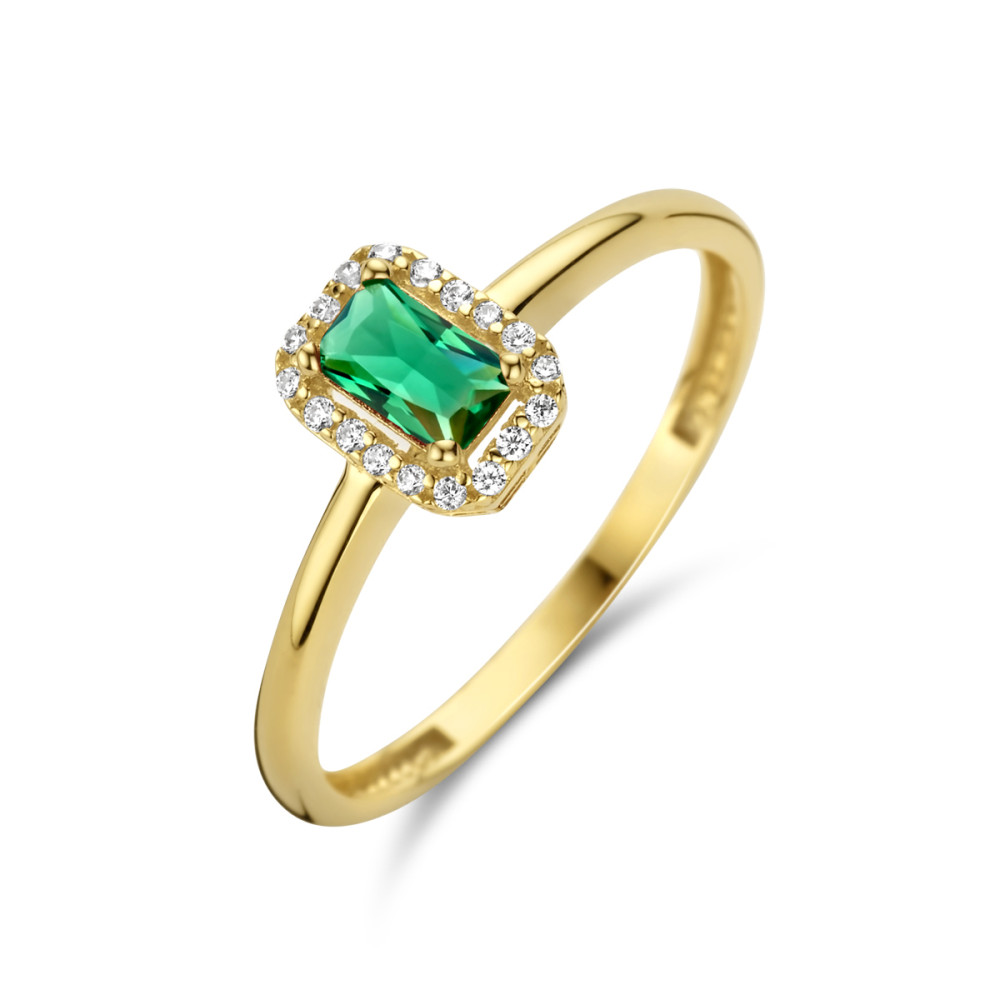 14-karaat-gouden-entourage-ring-met-groene-zirkonia-en-diamanten/diameter-17-75-mm-ringmaat-56