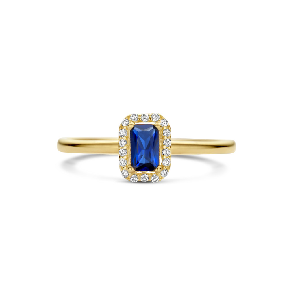 14-karaat-gouden-entourage-ring-met-rechthoekige-synthetische-saffier-en-zirkonia-s/diameter-17-75-mm-ringmaat-56