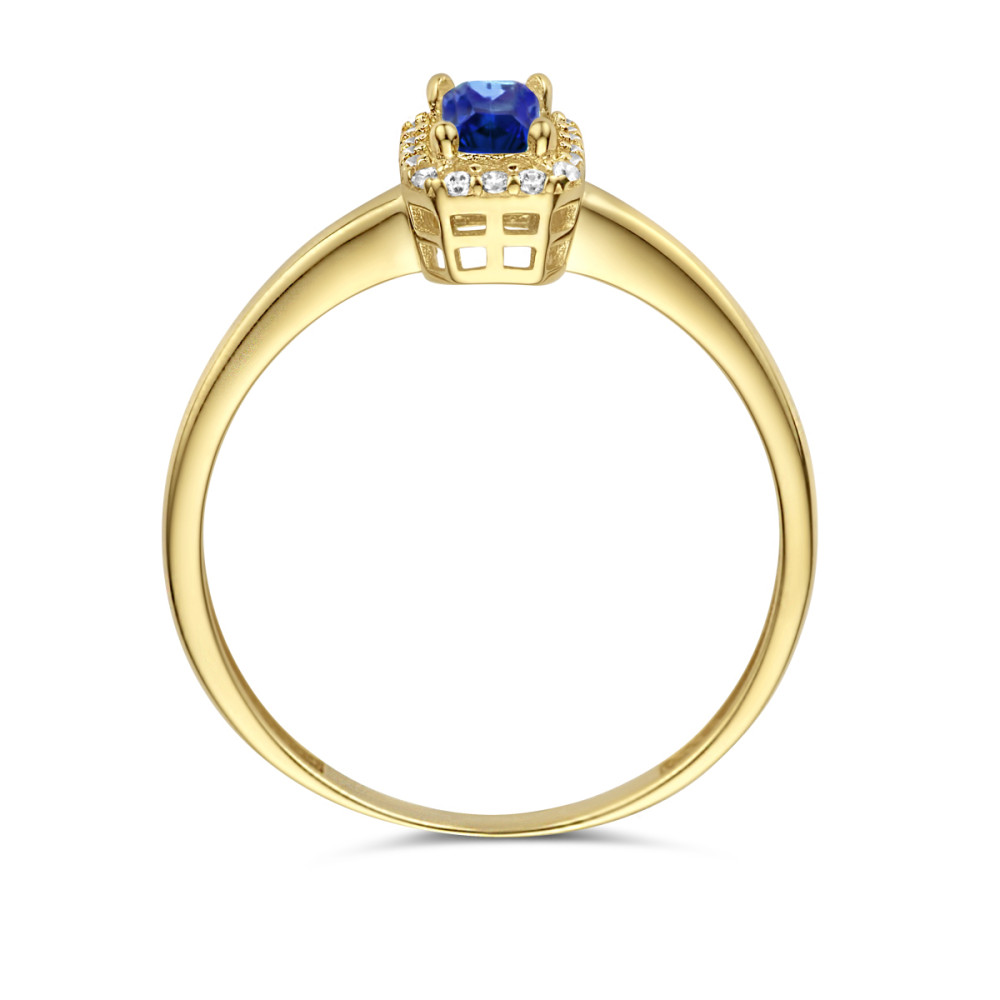 14-karaat-gouden-entourage-ring-met-rechthoekige-synthetische-saffier-en-zirkonia-s/diameter-17-75-mm-ringmaat-56