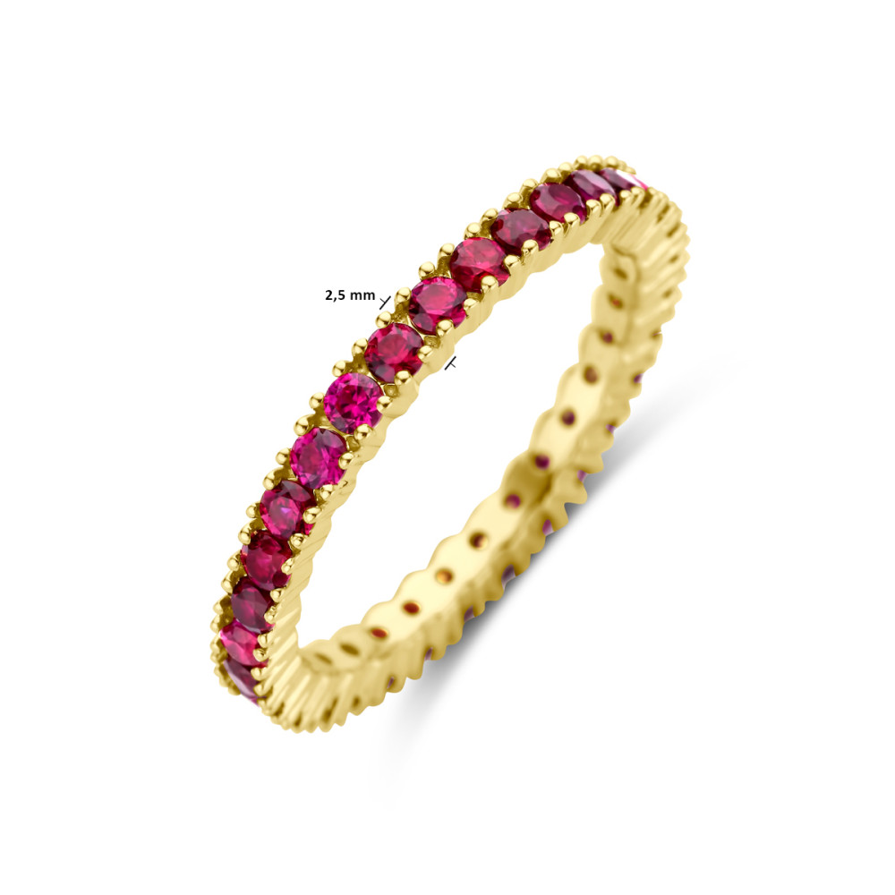 14-karaat-gouden-eternity-aanschuifring-met-rode-lab-grown-robijn