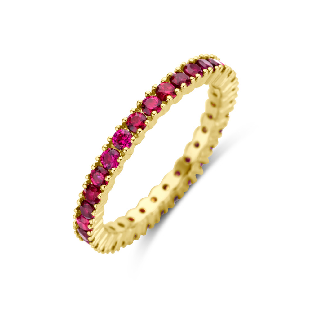 14-karaat-gouden-eternity-aanschuifring-met-rode-lab-grown-robijn
