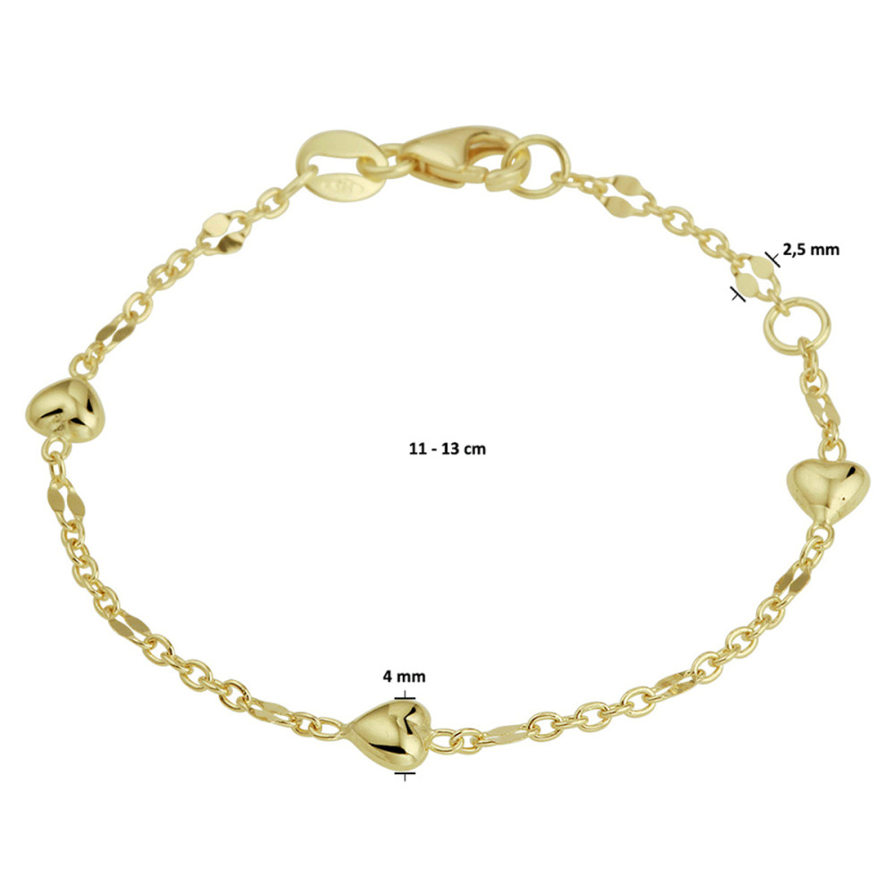 14-karaat-gouden-kinderarmband-met-hartjes-en-ankerschakel-2-5-mm-lengte-11-cm-13-cm