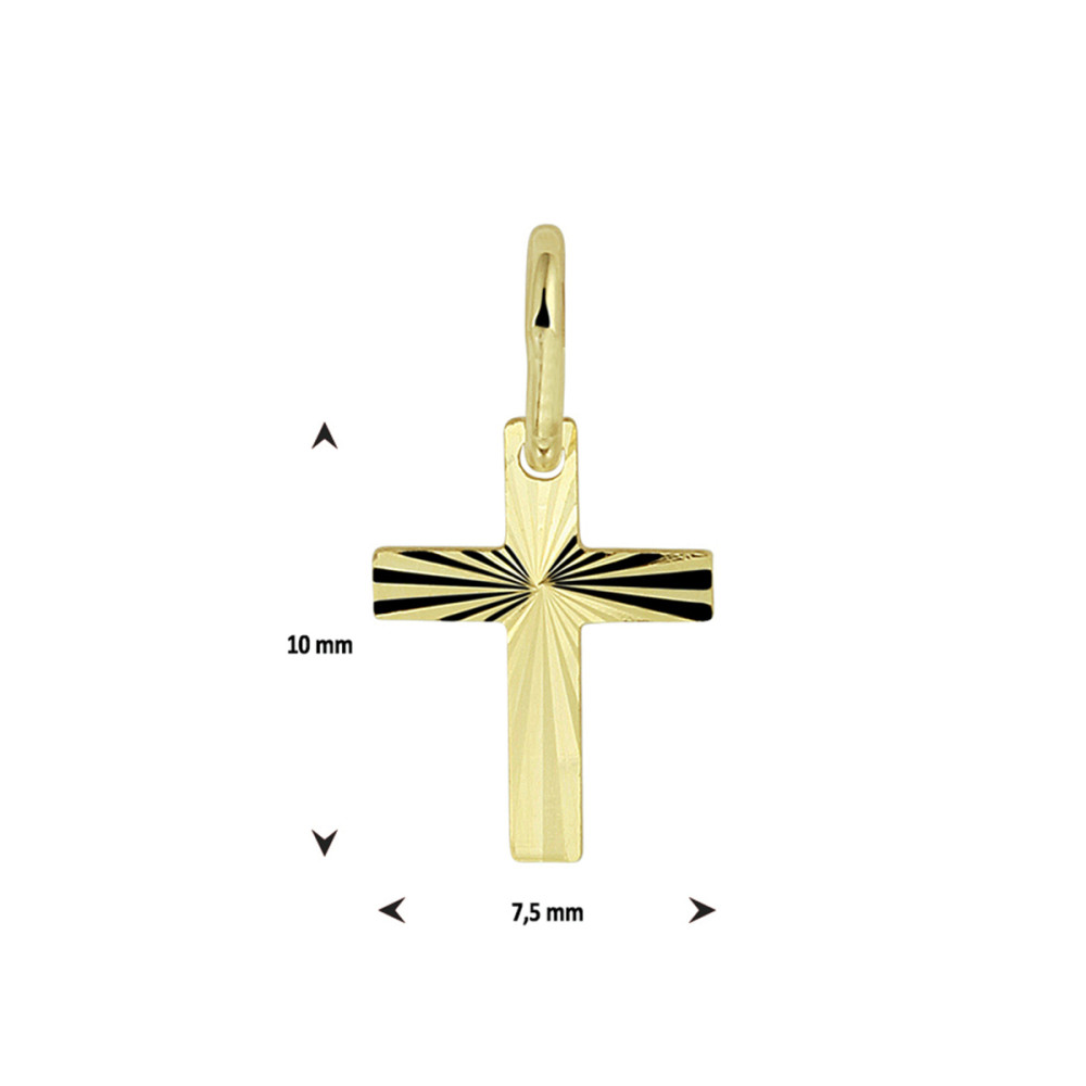 14-karaat-gouden-kruisje-met-gestreept-patroon-7-5-mm-breed-hoogte-10-mm