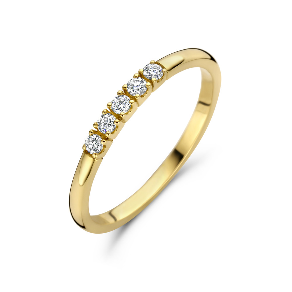 14-karaat-gouden-memoire-ring-met-vijf-diamanten