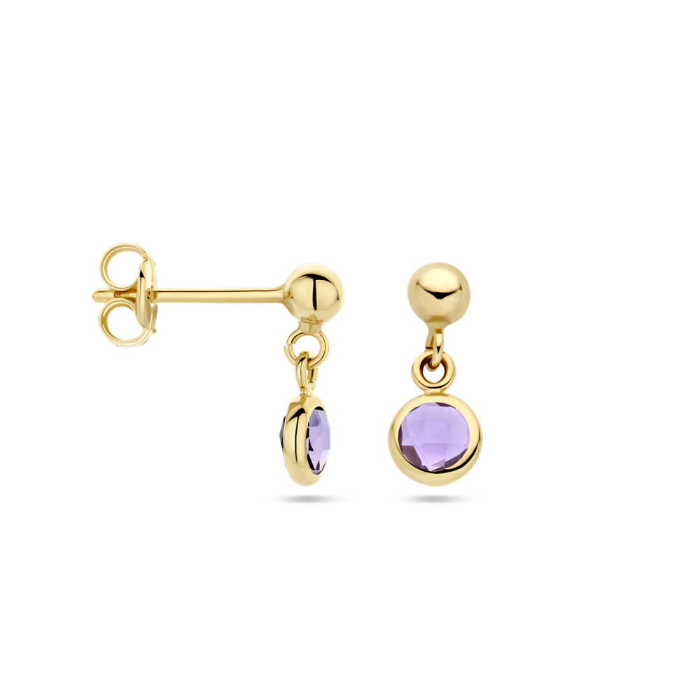 14-karaat-gouden-oorhangers-met-ronde-paarse-amethist-hoogte-11-13-mm