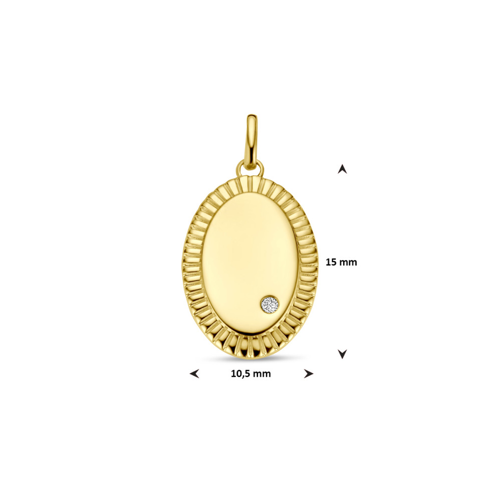 14-karaat-gouden-ovale-graveerhanger-met-diamant-0-01-crt-hoogte-20-mm