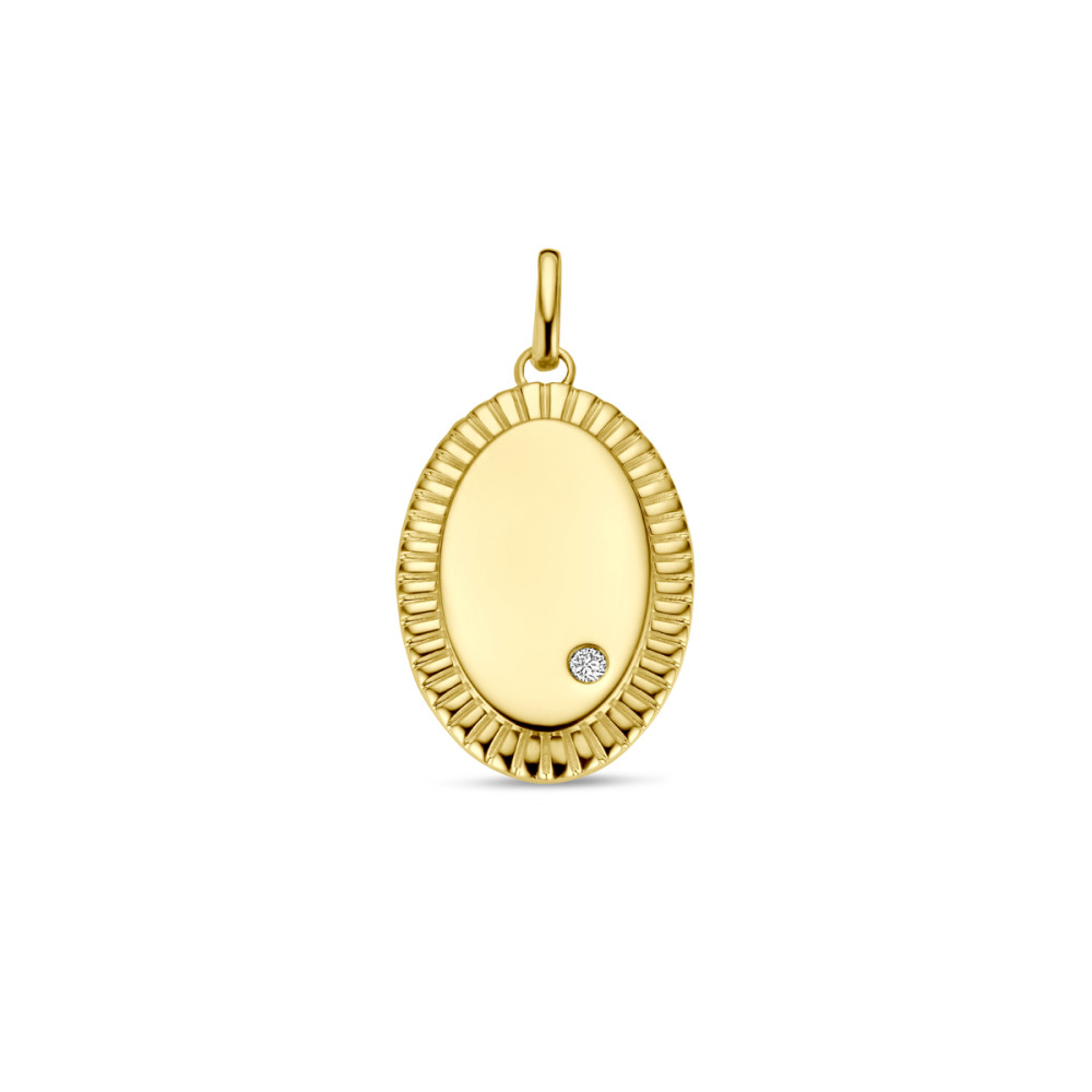 14-karaat-gouden-ovale-graveerhanger-met-diamant-0-01-crt-hoogte-20-mm