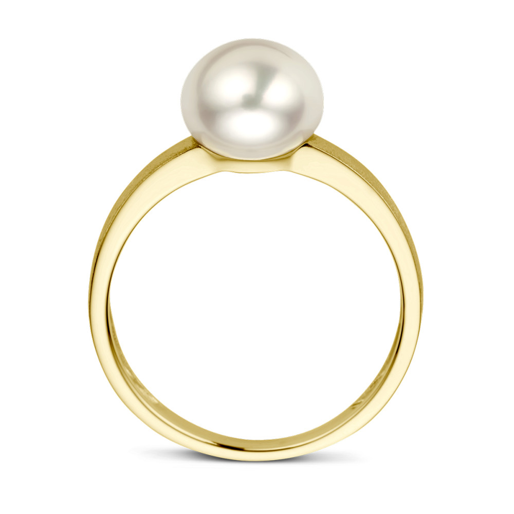 14-karaat-gouden-parelring-met-matte-afwerking