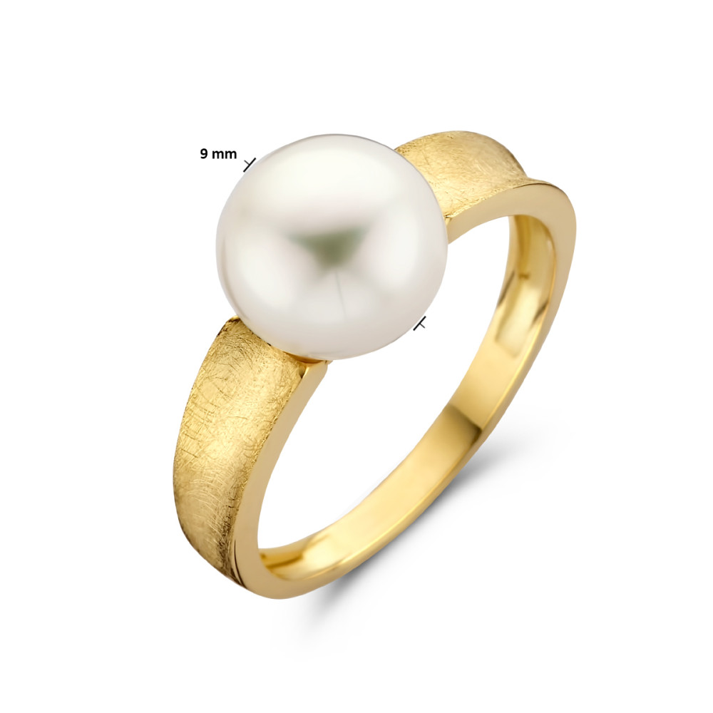 14-karaat-gouden-parelring-met-matte-afwerking-en-zoetwaterparel