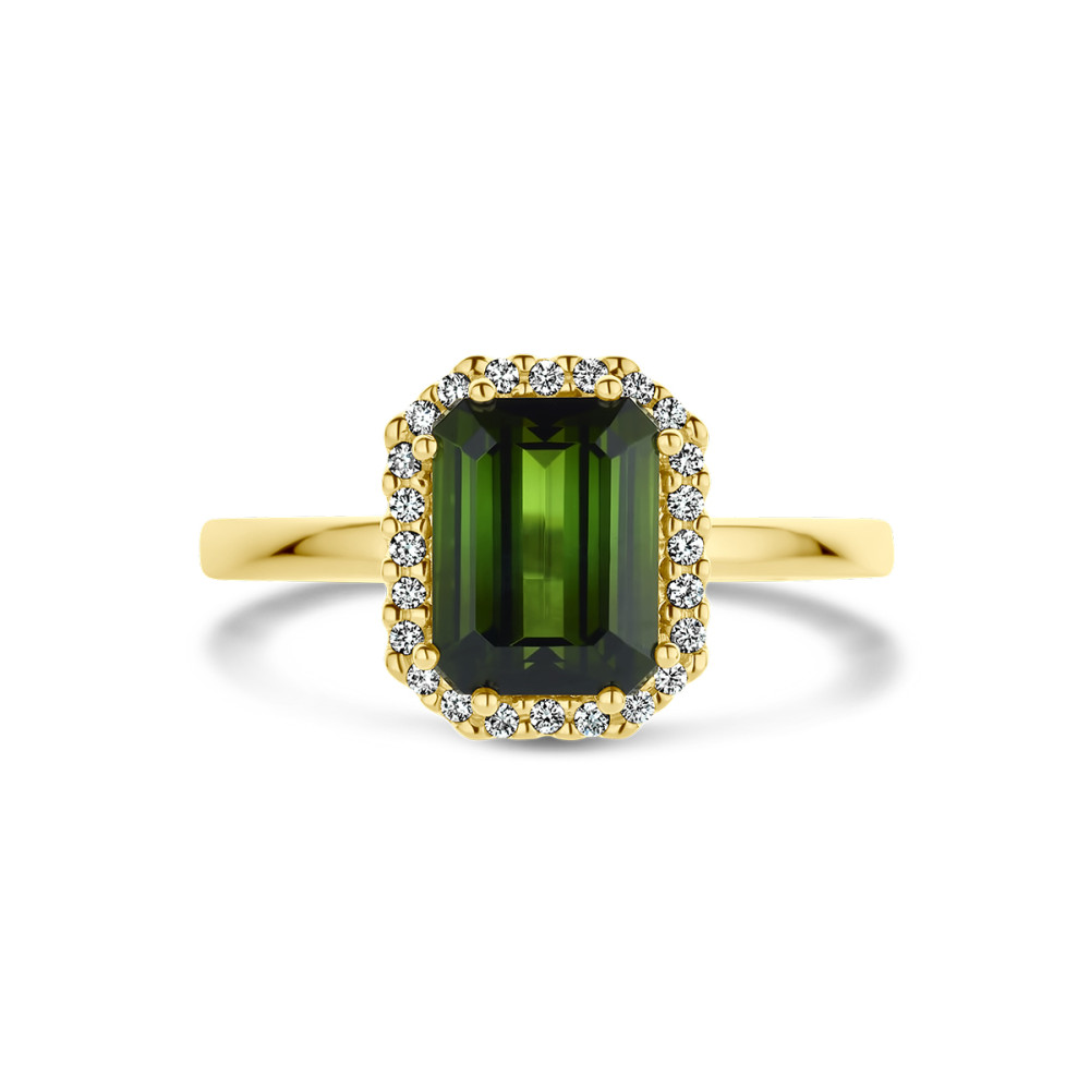 14-karaat-gouden-rechthoekige-halo-ring-met-groene-toermalijn-en-diamanten