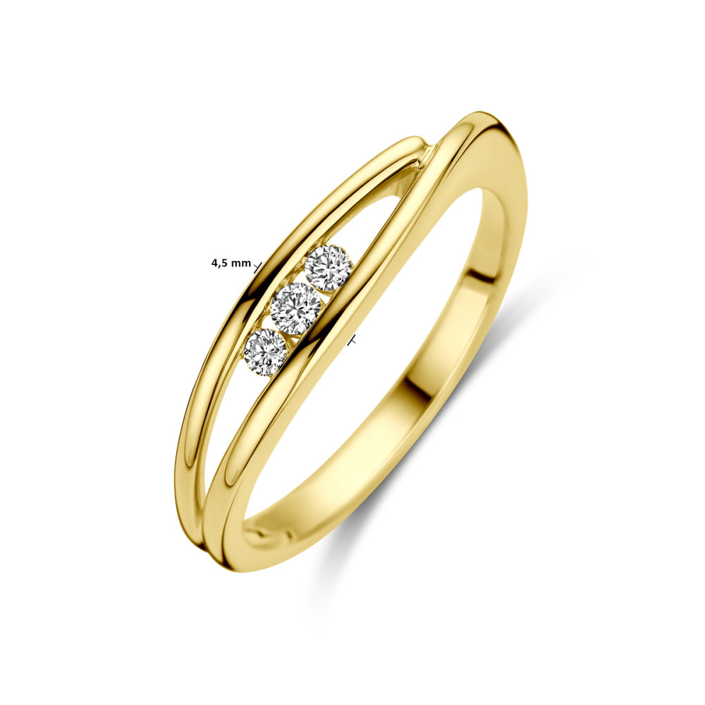 14-karaat gouden ring met een gediamanteerd oppervlak 8 mm | Mostert Juweliers