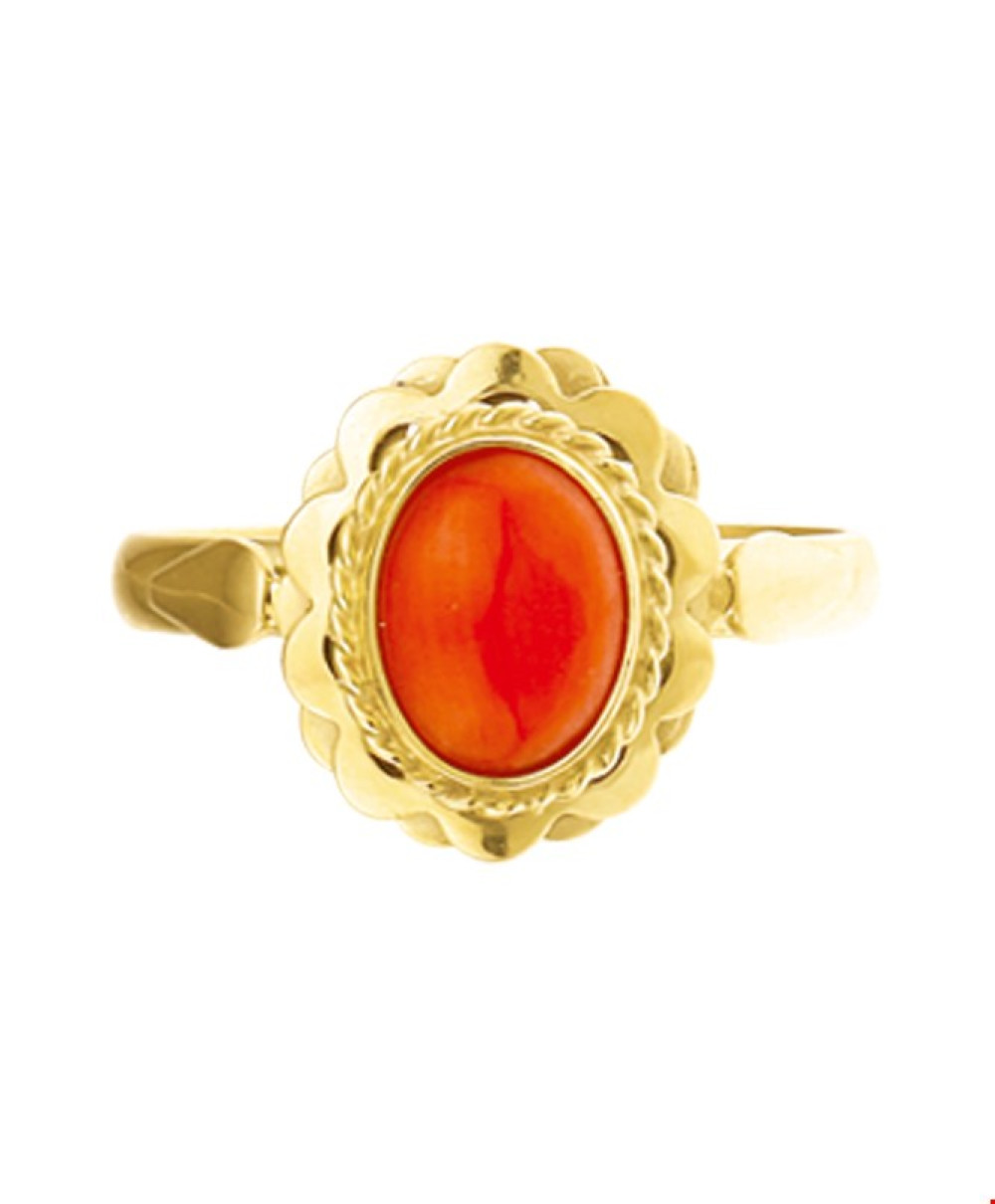 14-karaat-gouden-ring-met-ovale-bloedkoraal-edelsteen-en-golvend-patroon