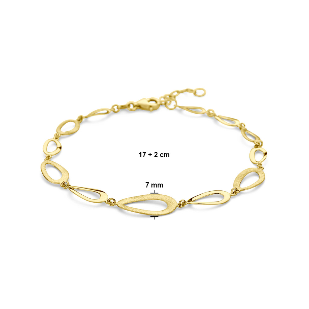 14-karaat-gouden-schakelarmband-met-matte-en-glanzende-druppelvormige-schakels