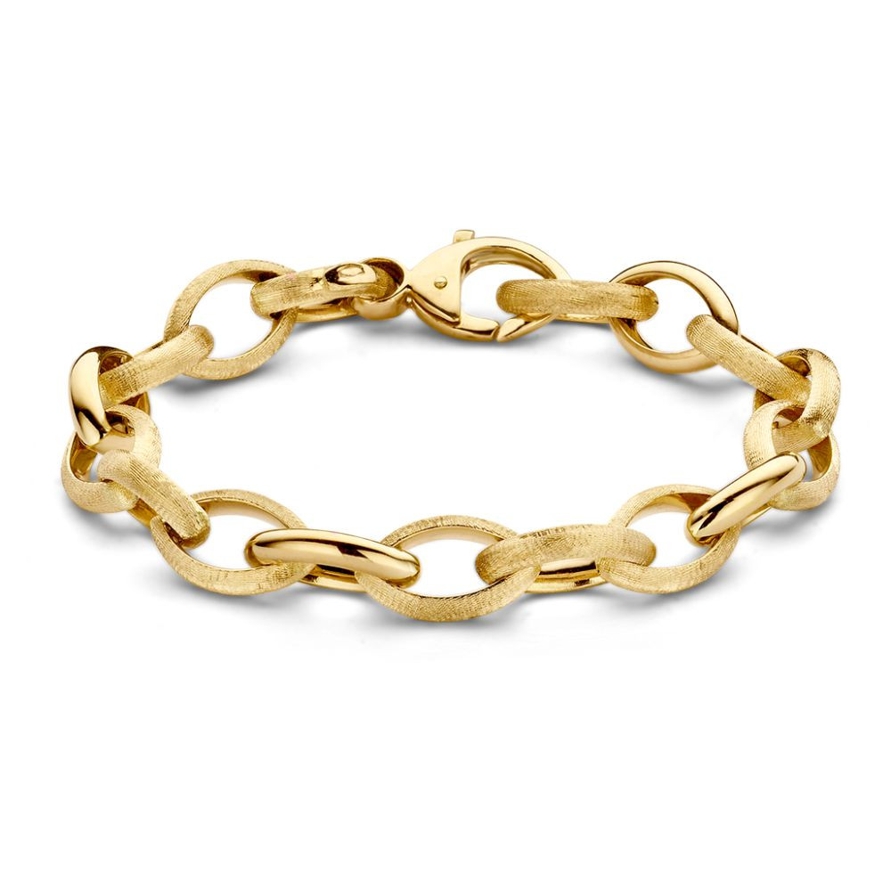 14-karaat-gouden-schakelarmband-met-matte-en-glanzende-ovale-schakels