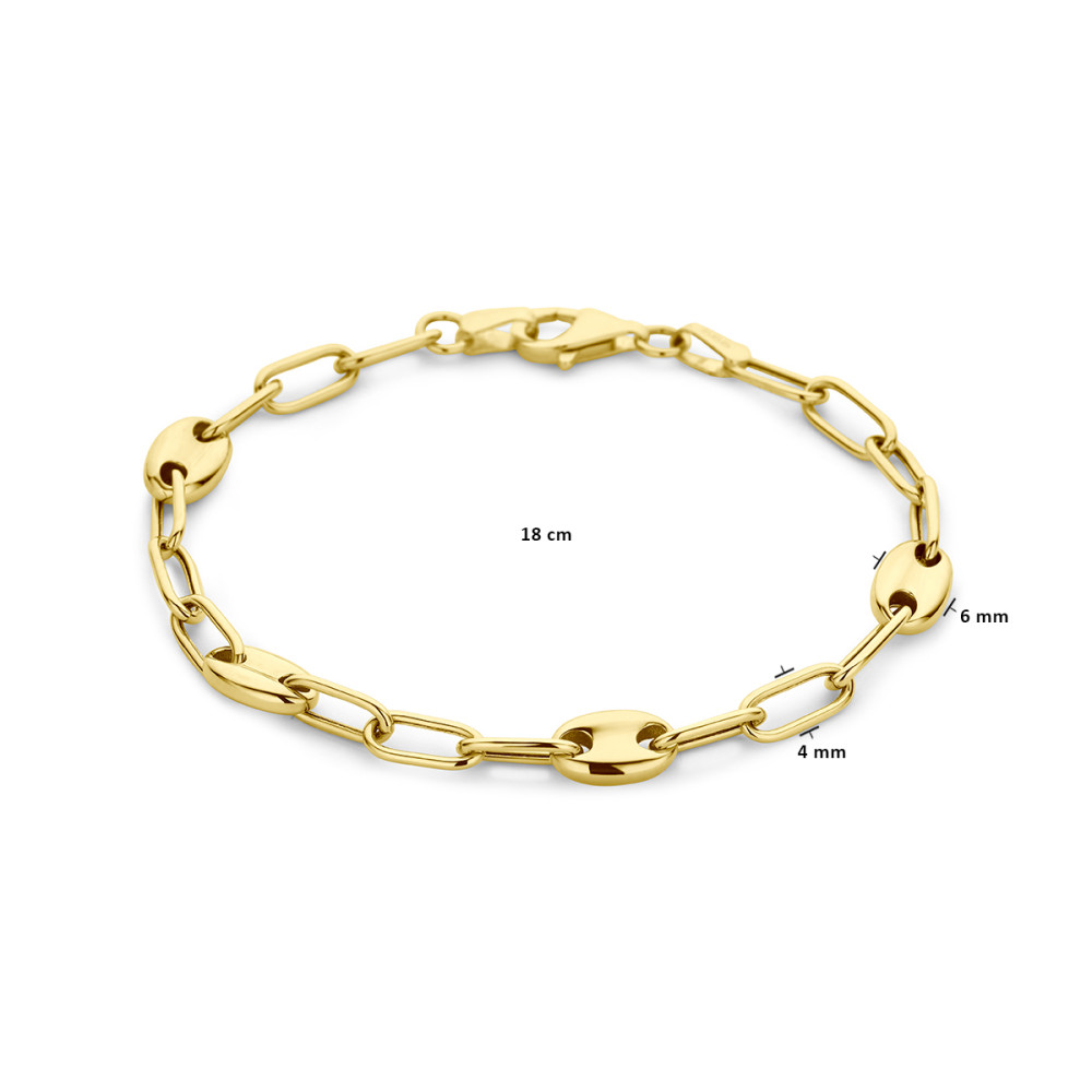 14-karaat-gouden-schakelarmband-met-paperclip-en-koffieboonschakels-6-mm-lengte-18-cm