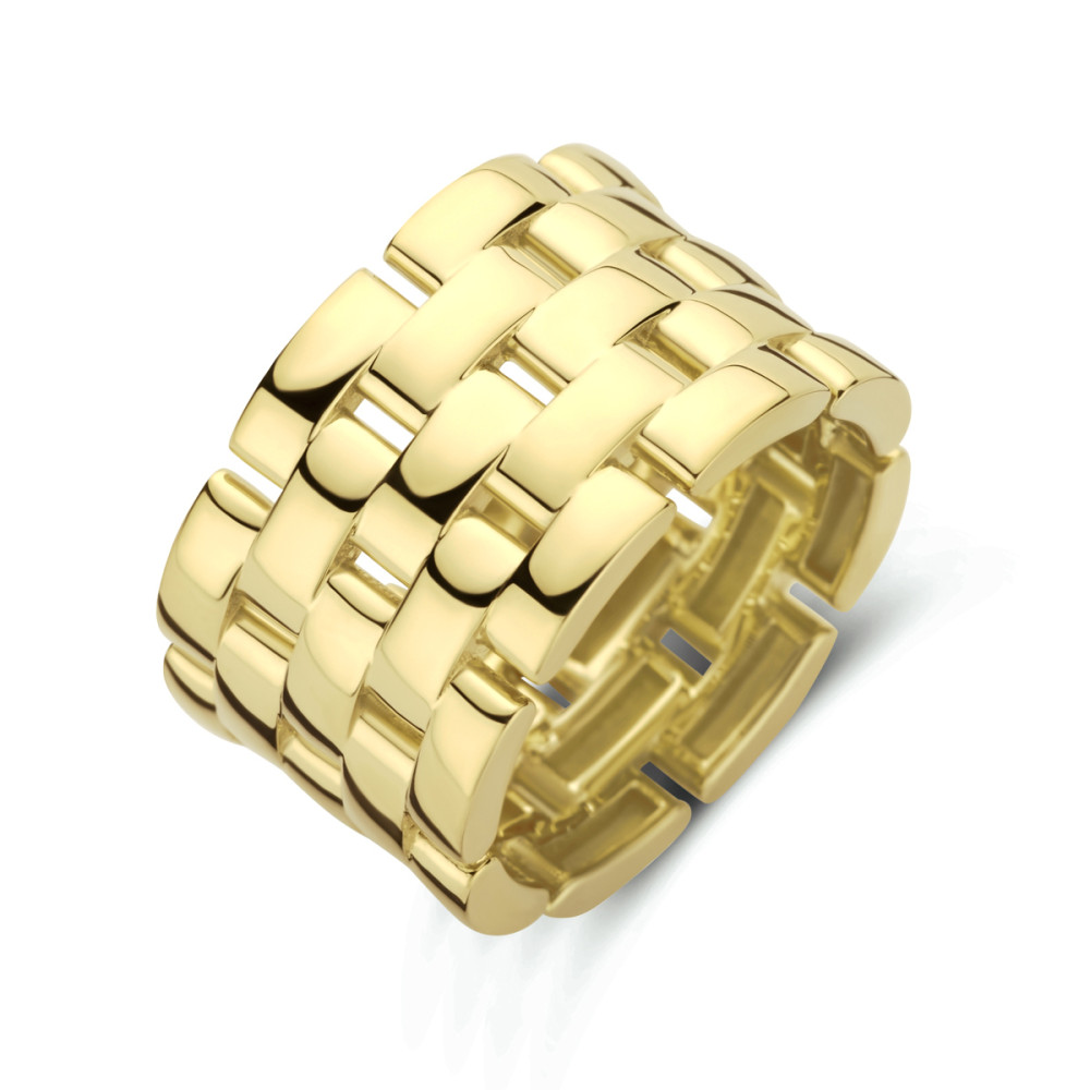 14-karaat-gouden-schakelring-met-brede-rechthoekige-schakels