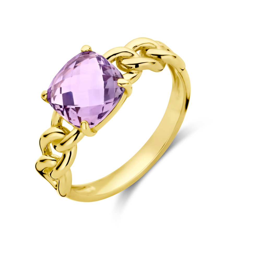 14-karaat-gouden-schakelring-met-paarse-amethist