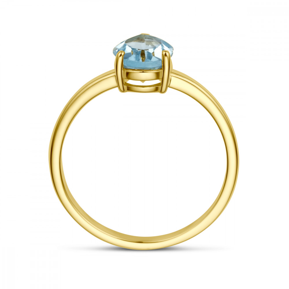 14-karaat-gouden-smalle-solitair-ring-met-druppelvormige-blauwe-topaas