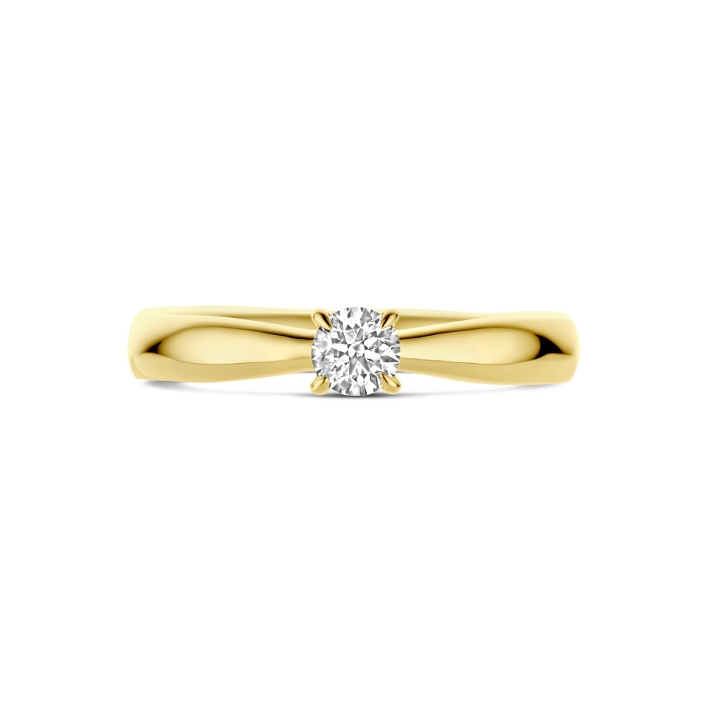 14-karaat-gouden-solitair-ring-met-diamant-0-25-crt-tapse-band